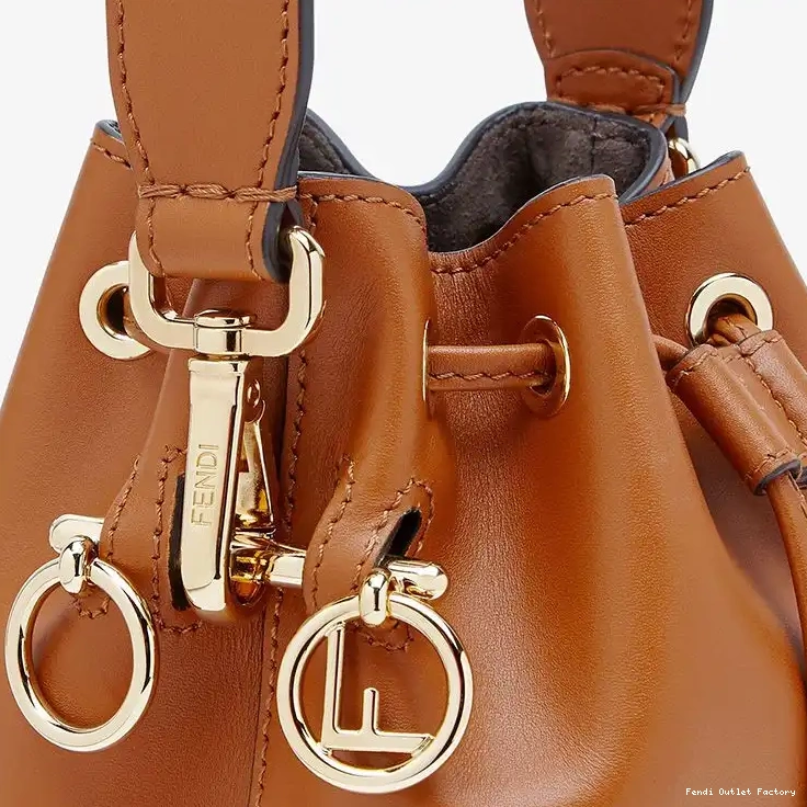 Cheap HOT Mini Tresor Bucket Calf In Brown Leather ROMA Mon Bag Fendi Logo 0506